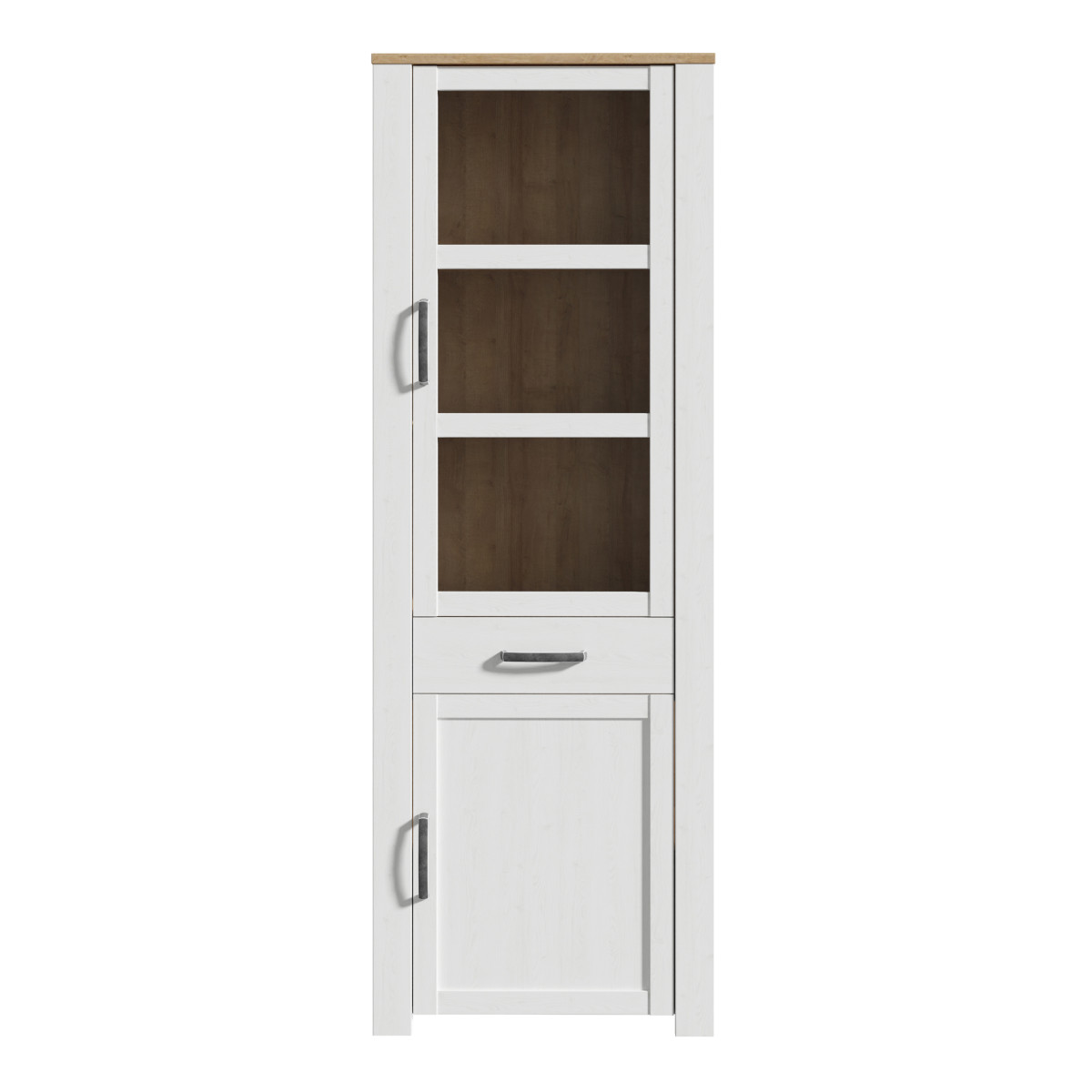 Bohol Narrow Display Cabinet in Riviera Oak and White